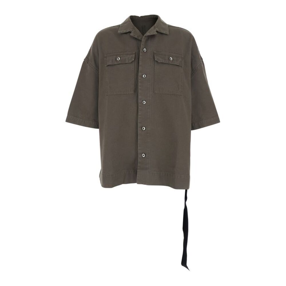 Drkshdw Men Men's 'Magnum Tommy' Short Sleeve Button-Up Shirt In Grey Cotton